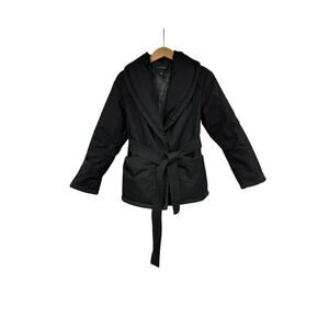 Banana Republic Black Short Shawl Collar Coat Tie Belt Black Womens XXS PETITE